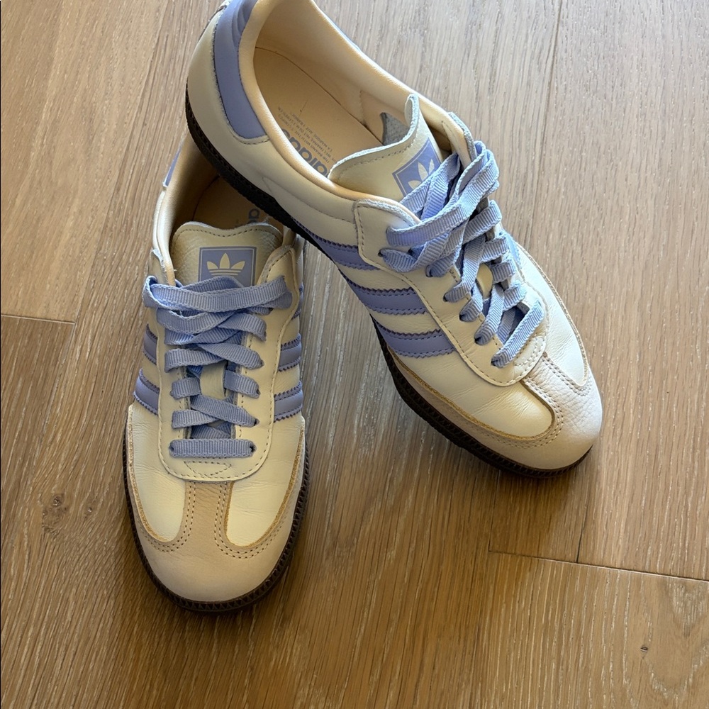 adidas Samba Women's Sneakers White and Light Purple Accents - Picture 4 of 7